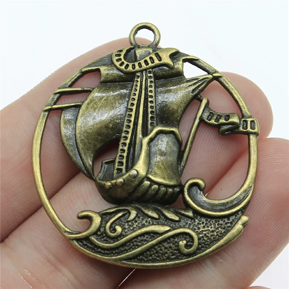 

5pcs/lot 1.7x1.5 inch (43x39mm) Pirate Sailboat Charms Pendant For Jewelry Making Antique Bronze Plated Alloy Charms
