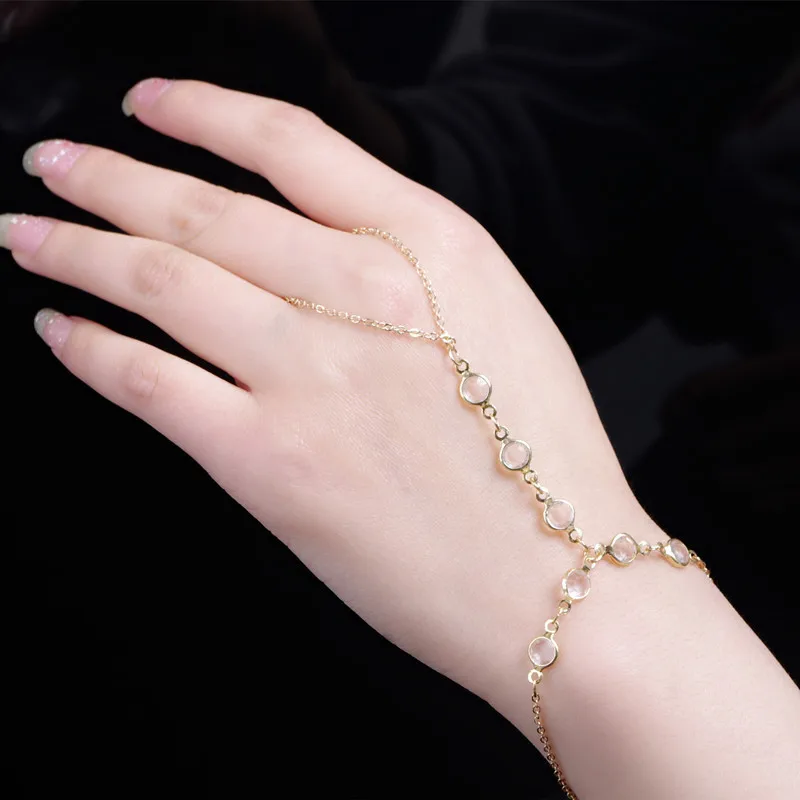 New Simple Fashion Gold Color Slave Chain Alloy Crystal Finger New Simple Fashion Gold Color Slave Chain Alloy Crystal Finger Bracelet Hand Jewelry For Women 2k3024 In Link Bracelets From