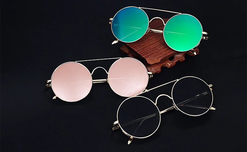 Женские очки shauna, круглые розовые зеркальные солнцезащитные очки, фирменный дизайн, Ретро стиль, мужские очки в стиле панк, очки