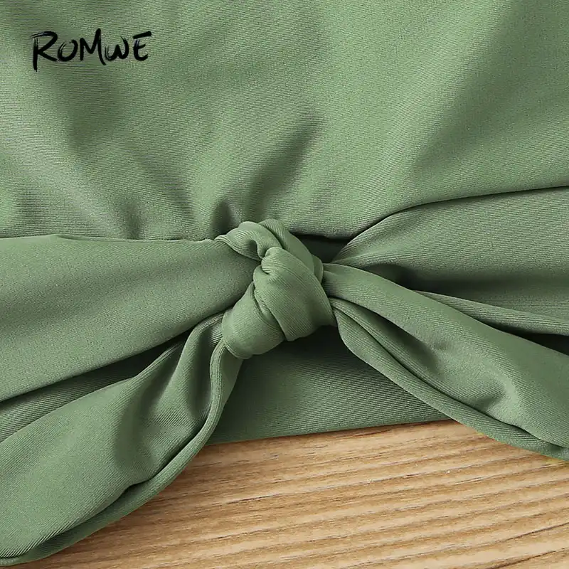 knot hem top with ruched panty 2 piece swimsuit