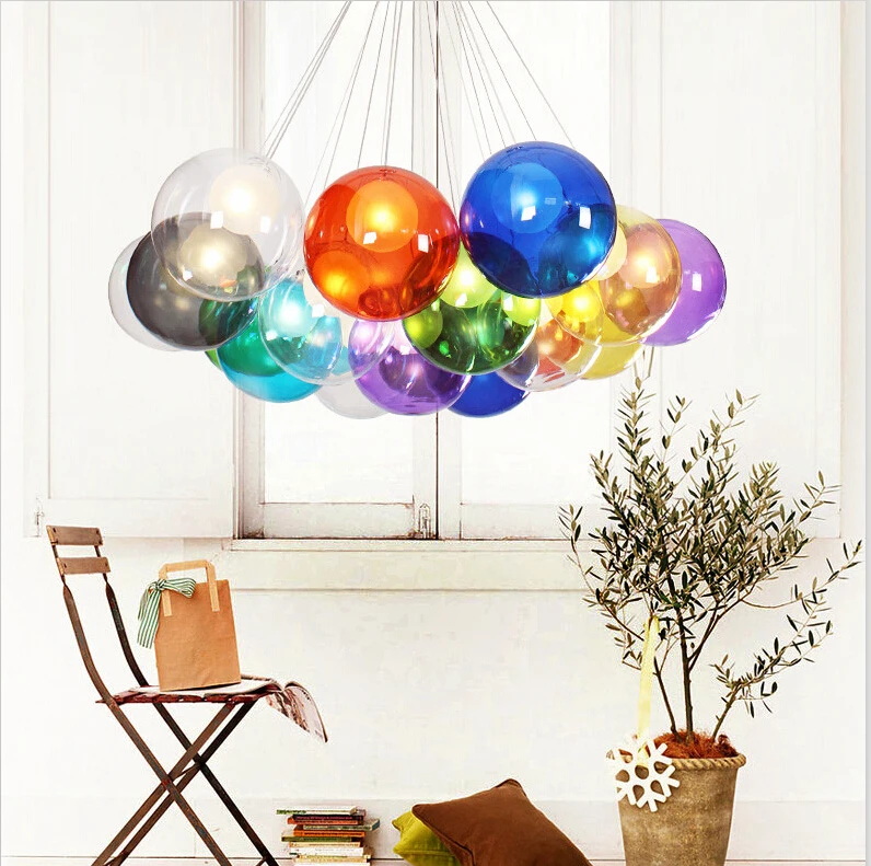 Restaurant Creative Chandelier Colored Glass Balls Bubble Chandelier