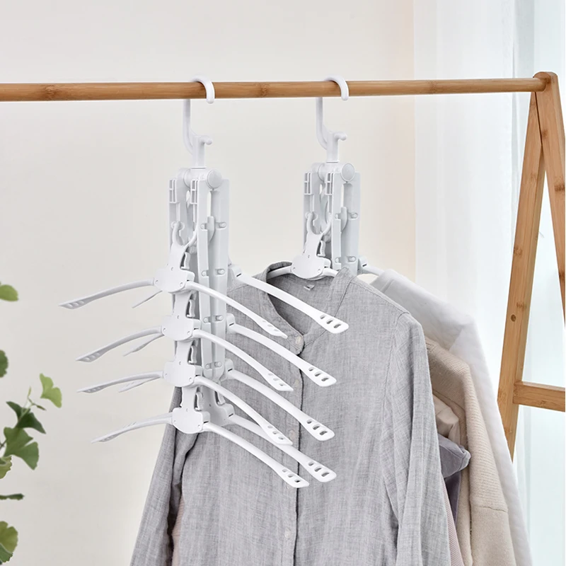 Multifunctional Plastic Foldable Clothes Hanger Save Space Laundry Drying Racks Wardrobe Closet Storage Organizer Clothes Hanger