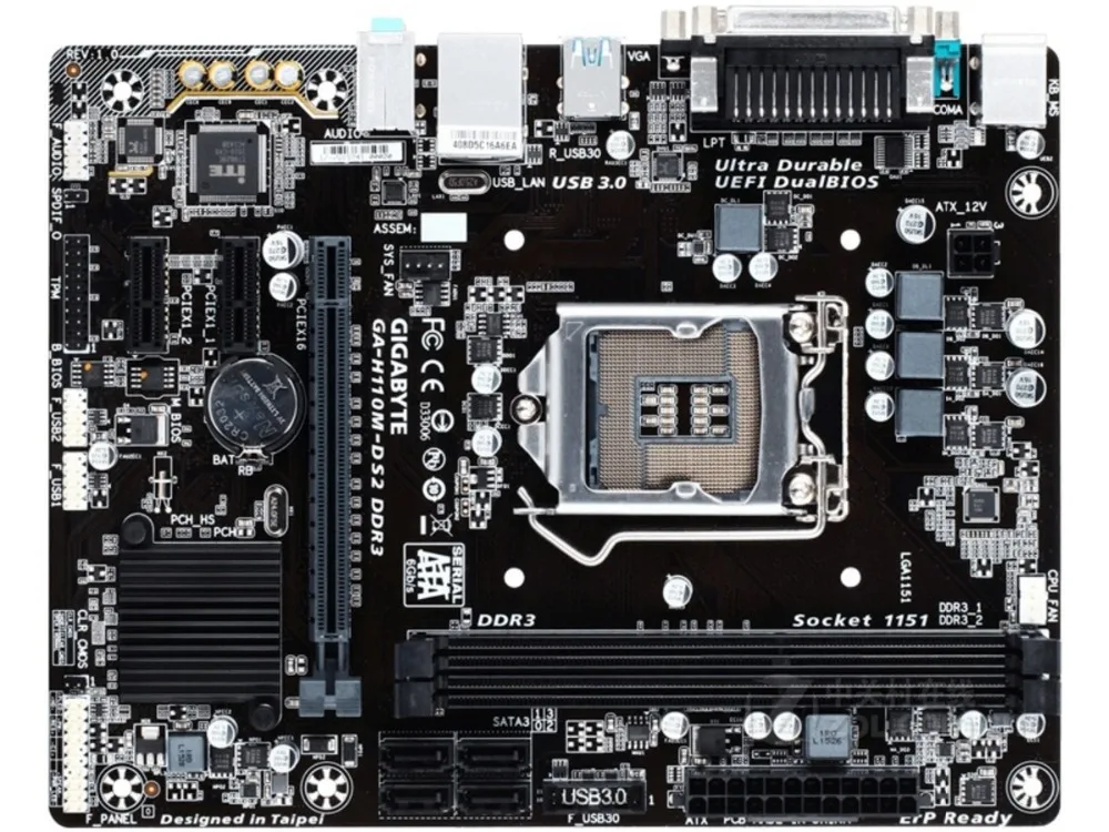 Новинка GIGABYTE GA-H110M-DS2 рабочего Материнская плата H110 LGA 1151 i3 i5 i7 DDR3 объемом до 32 GB |