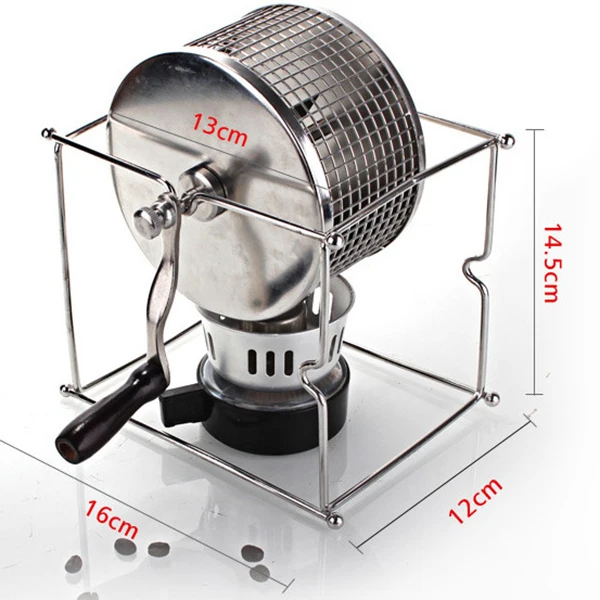  Stainless Steel Coffee Roaster Manual Hand-Operated Rotary Gas Alcohol Stove Bean Baking Maker Espr
