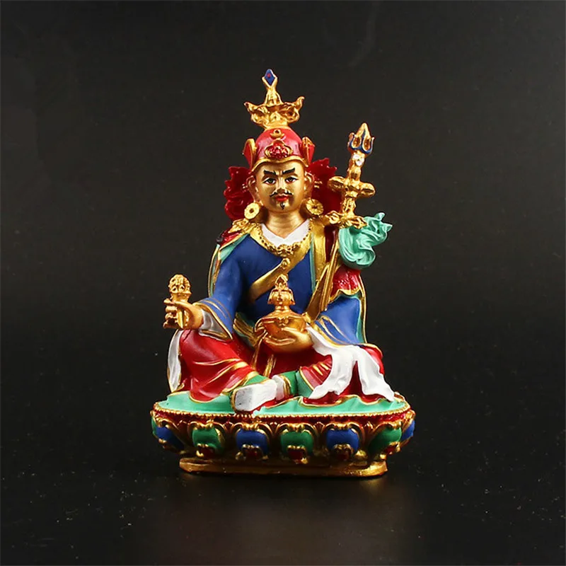 

Tibetan Buddhist Tantric Supplies 12.5cm Padmasambhava Figurine Constant Auspicious Exquisite Hand Painted Resin Solemn Buddha