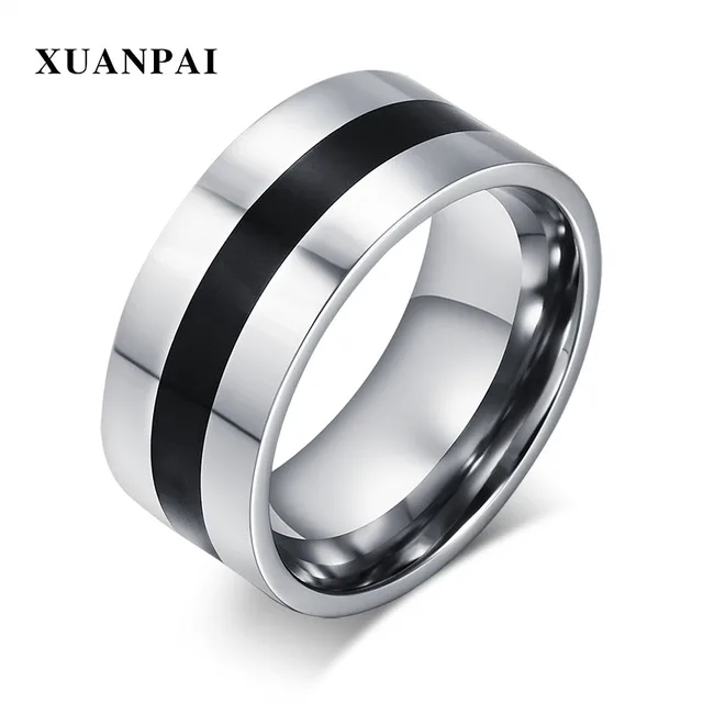 Xuanpai Thin Black Line Men S Ring Stylish 9mm Stainless Steel Xuanpai Thin Black Line Men S Ring Stylish 9mm Stainless Steel Wedding Bands Rings For Male Boy