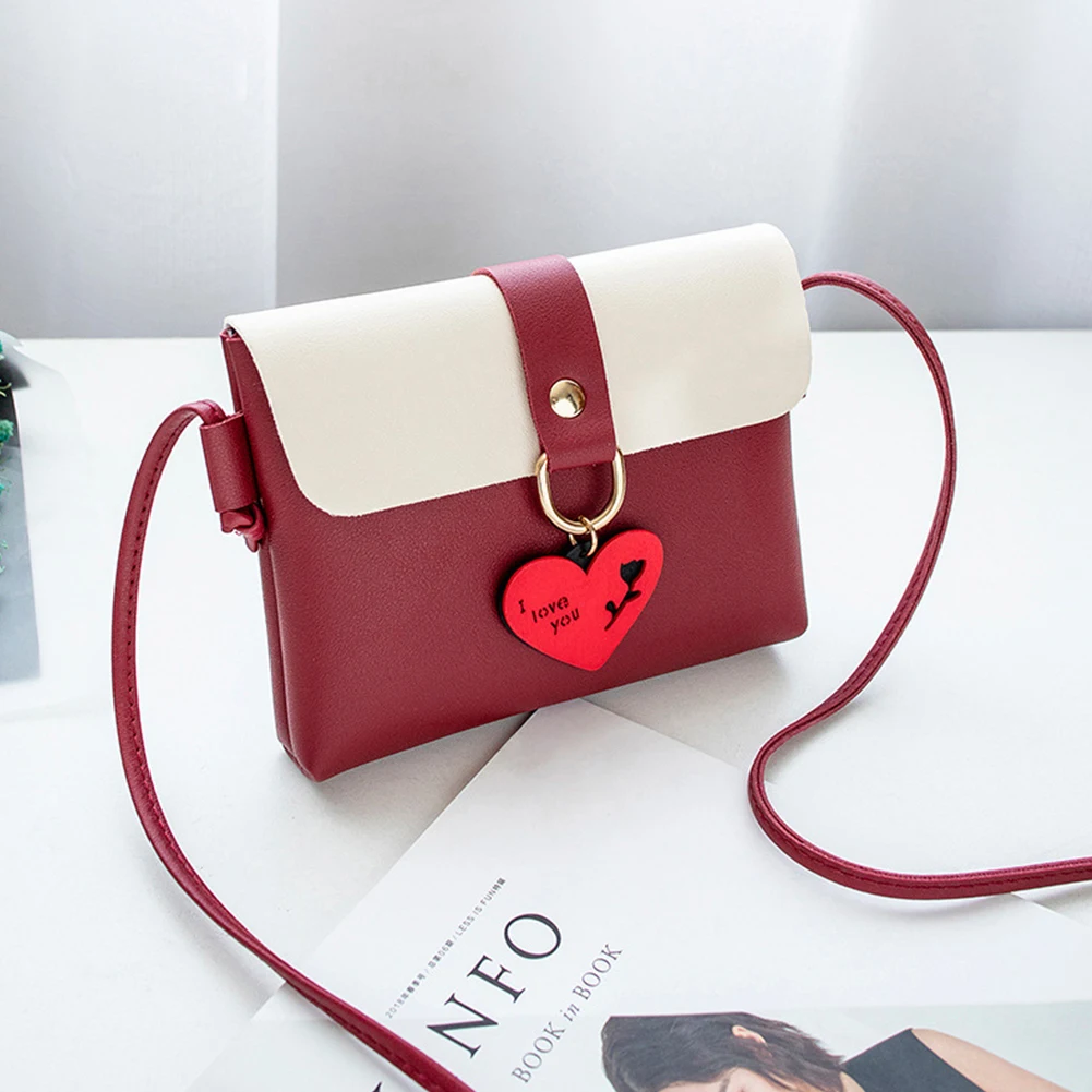

Women Small Phone Purse Casual Gift Cute Fashion Shoulder Bag Crossbody Messenger Party Love Pendant Girls Hit Color