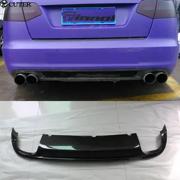 شراء A6 C7 S6 طقم هيكل السيارة ألياف الكربون المصد الخلفي الناشر شفة موزع خلفي لأودي A6 C7 S6 09-11