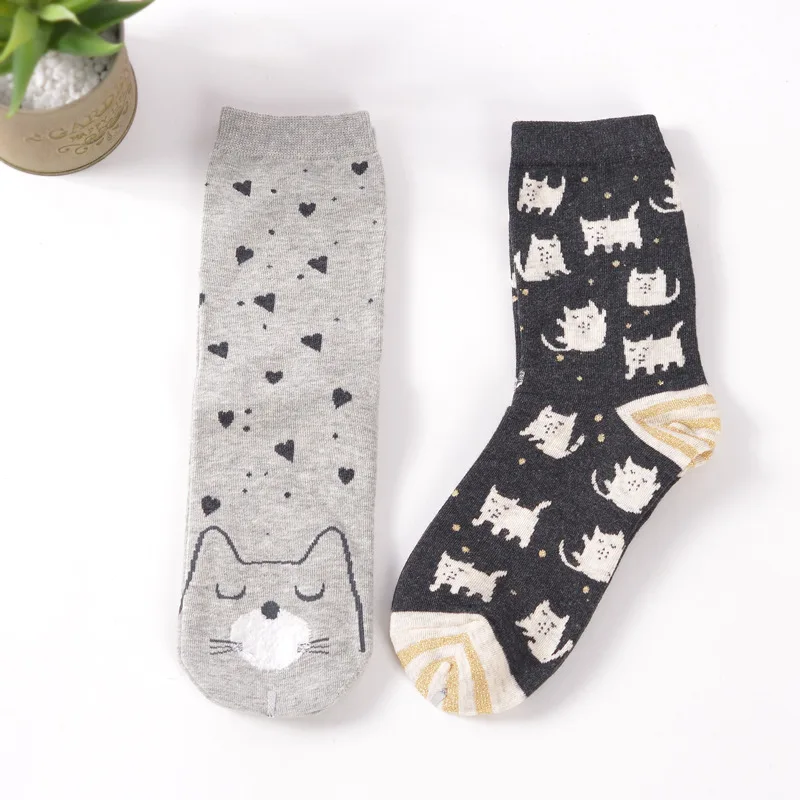 2 пары новых брендовых осенне-зимних женских Хлопковых Носков с героями мультфильмов милые теплые носки для девочек рождественские подарки meias - Цвет: 12