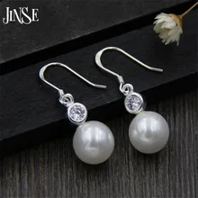 Hot Sell Fashion 10.50mm Shell Pearl Wedding Earring 925 Sterling Silver Ladies`Drop Earrings Female Jewelry Gift Promotion