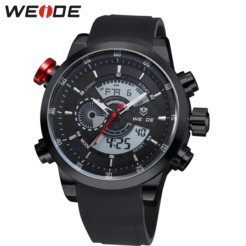 

WEIDE Brand Men Fashion Sports Watches Men's Quartz Dual Display Army Military Wrist Watch Rubber Strap Watch Relogio Masculino