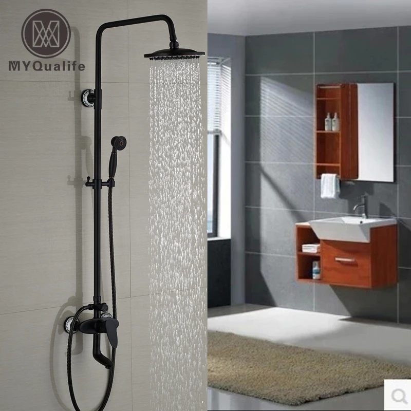 Oil Rubbed Bronze Bath Tub Shower Faucet Single Handle Adjust Height