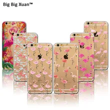 2016 nova rosa flamingo tpu tampa da caixa macia para iphone 6 6 s mais 5 5S SE Transparente Bonito Animais de Silicone Casos de Telefone Celular Capas