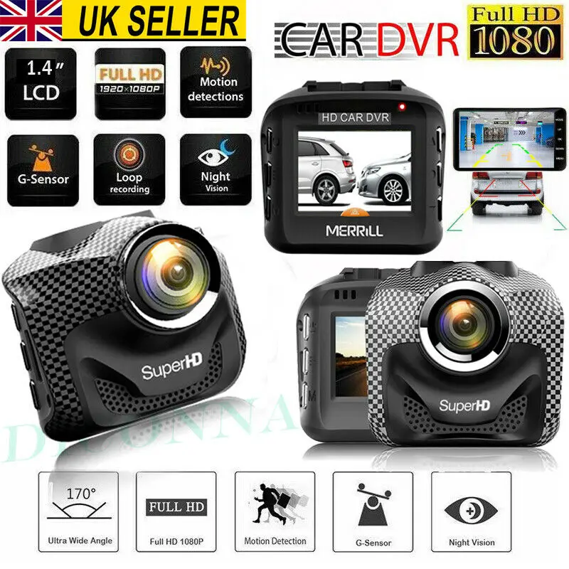 4/" HD 1080P Dual Lens Car Dash DVR Camera Video Recorder Dash Cam G-Sensor GPS