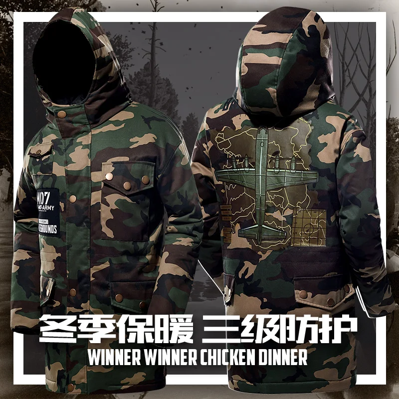 Толстая камуфляжная куртка PUBG для пар толстовка с хлопковой подкладкой мужчин