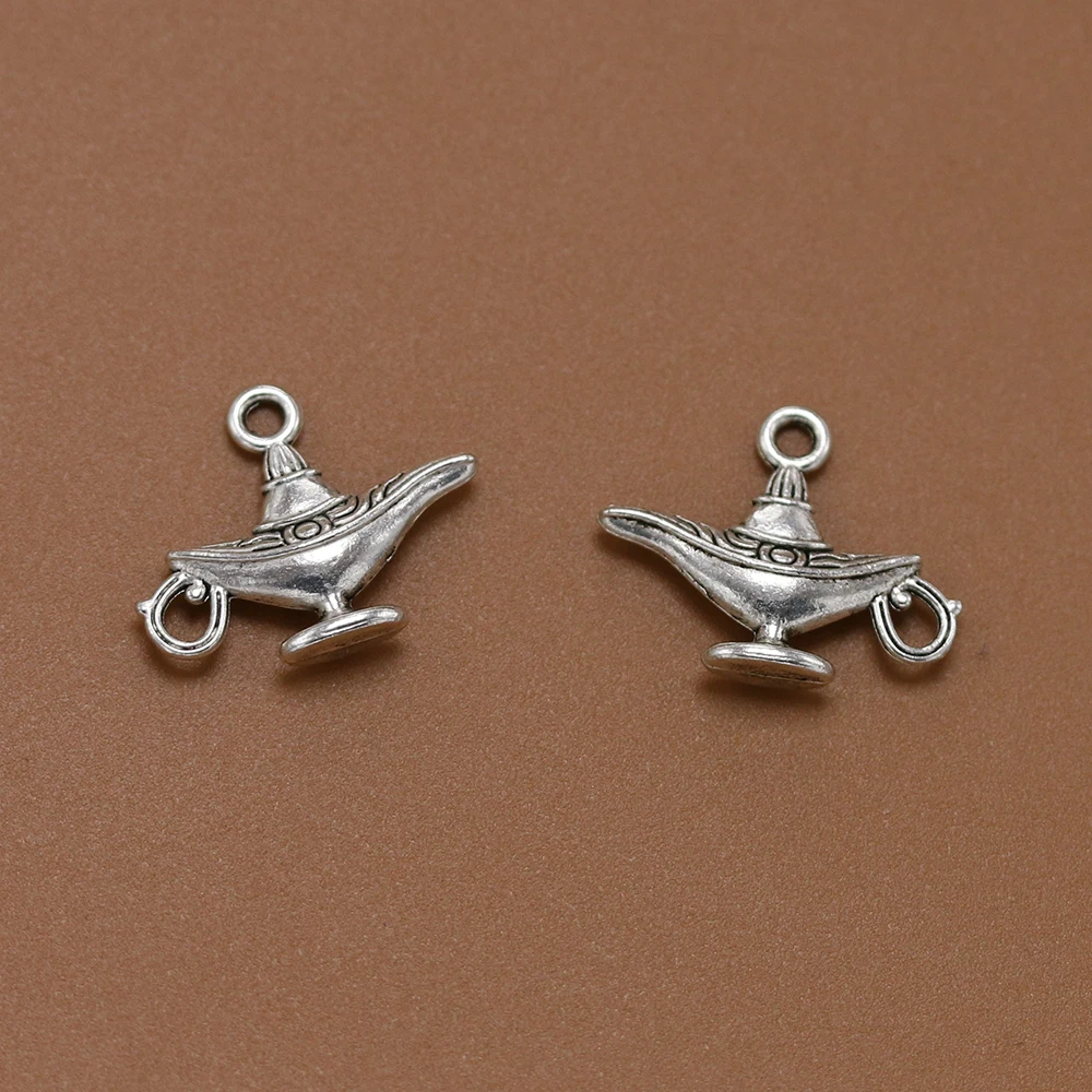 50PCS 22*18MM Antique Silver Color Plated Zinc Alloy Aladdin lamp for Fashion Jewelry Making Findings Accessories
