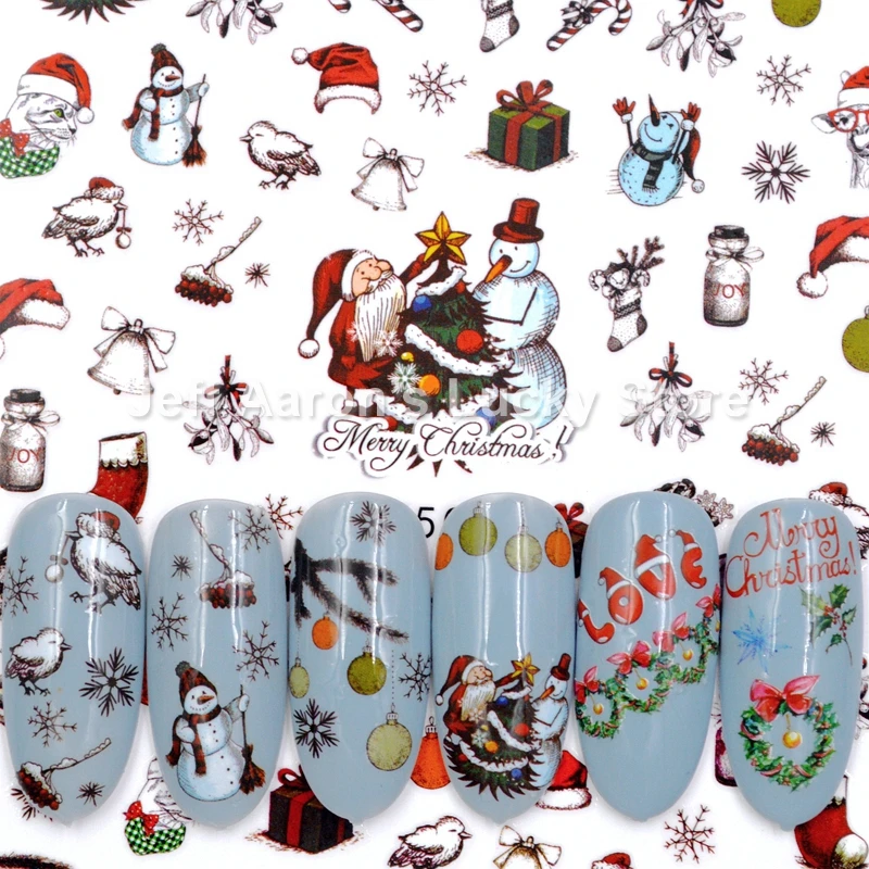 

New arrive self-adhesive Christmas nail art decorations stickers nail sticker decals manicure fake nails accessoires design tool