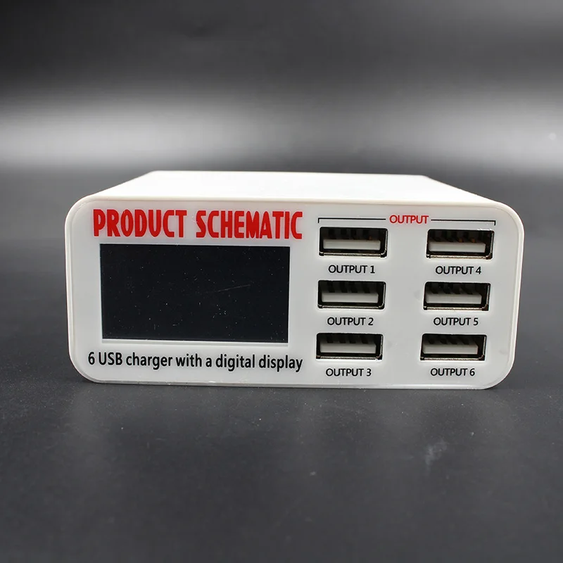 

USB Charger 6A 6 port LED Display Mobile Phone charger for iPad iPhone Samsung Tablet Wall Travel EU US UK Smart Desktop Charger