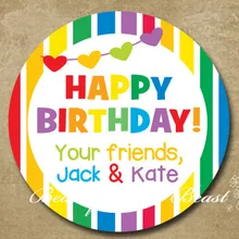 Счастливый День рождения персонализированные Подарочный стикер на заказ мешочки для гостинцев на вечеринках этикетка День Рождения украшения Дети вечерние Подарочная коробка конфет