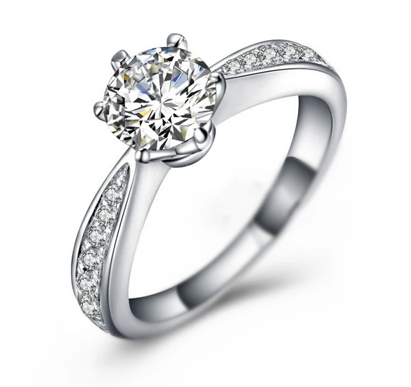 

Pure Silver 1 Carat Round Cut Sona Simulated Diamant Wedding Engagement S925 Ring Band (BB)