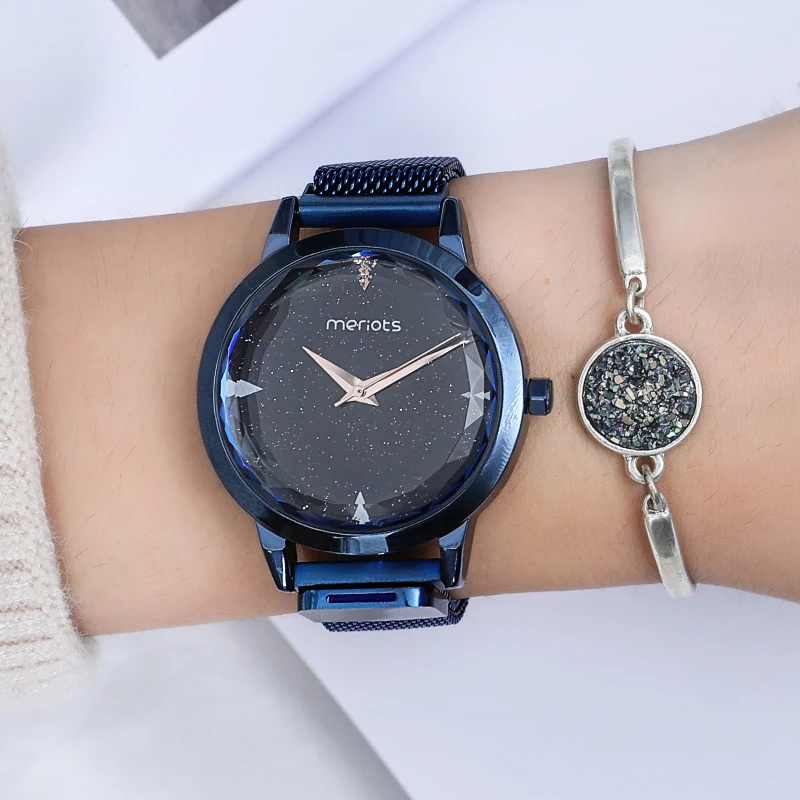 Fashion Women Quartz Watches Luxury Starry Sky Dial Magnet Buckle Ladies Wristwatch Dress Clock Relogio Feminino