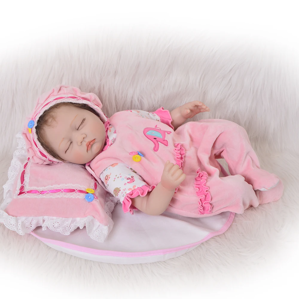 

2018 Latest 22 Inch Soft Silicone Reborn Babies Twins Realistic Newborn Sleeping Girl And Awake Boy Kids Birthday Christmas Gift