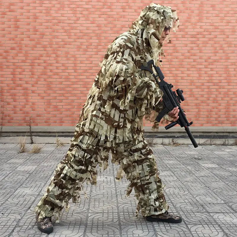 Открытый спортивный CS Bionic 3D лист взрослые Ghillie костюм Лесной камуфляж охотничий