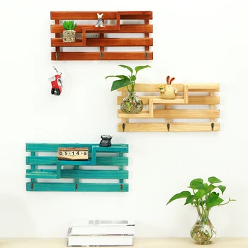 

Kitchen Wood Wall Storage Rack Wall Bracket Hanging Flower Pot Rack Holder Modern Unique Home Living Room Decoration porta chave