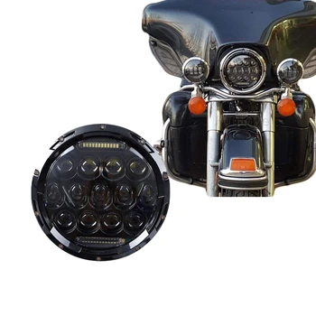 

wzjoo 75w 7" headlight motorcycle black high low beam 7inch Round led Head light head lamp DRL Universal motorcycle