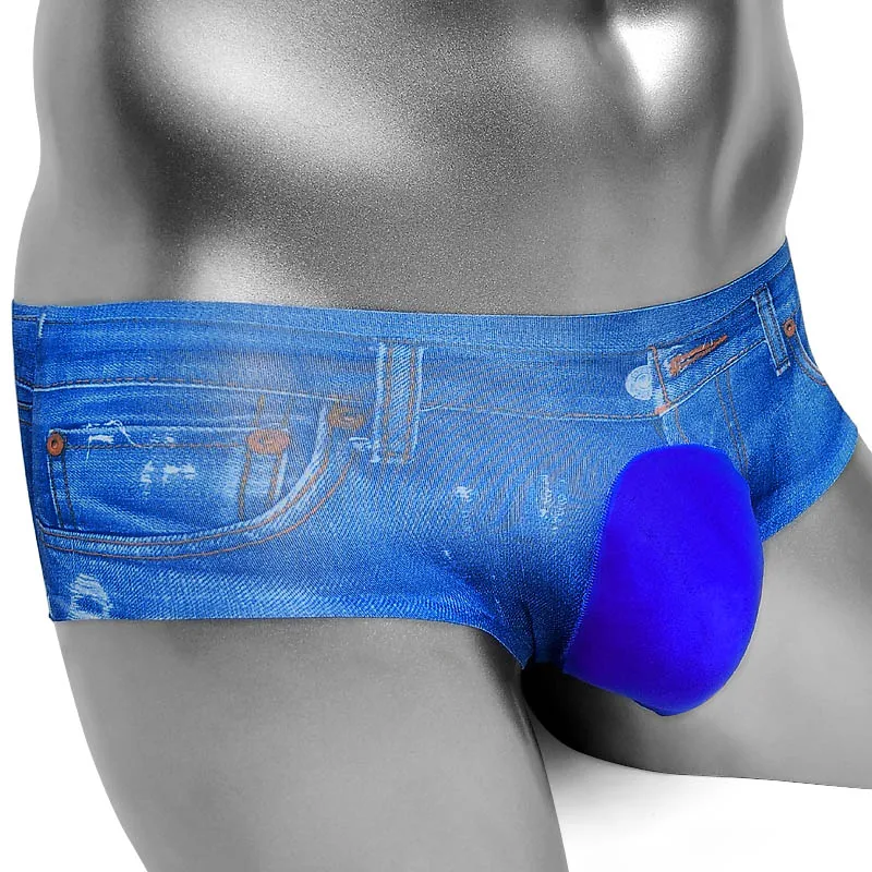 

Sexy Sissy Underwear with Bulge Pouch Underpants Men Brief Low Waist Jeans Man High Stretch 3D Denim Print Male Panties Lingerie
