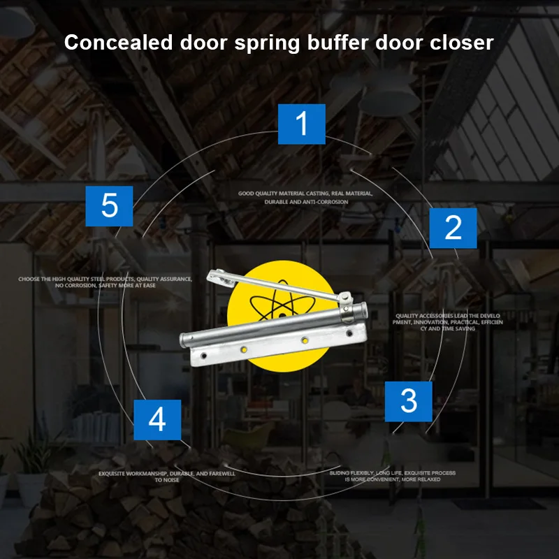 

Hot Automatic Door Closer Stainless Steel Spring Buffer Durable For Home Office Store PLD