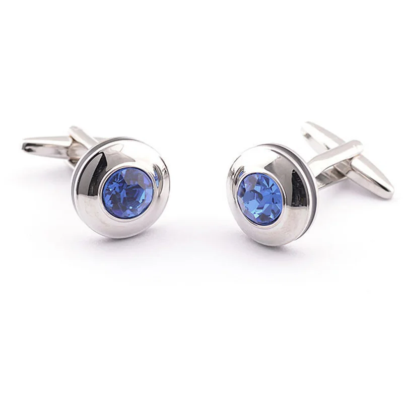 Blue Crystal French Cufflinks High end Men Jewellery Cuff Links For Mens Fashion Jewelryin Tie