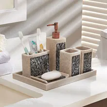 Китайский стиль, Зеленый лист, песчаник, набор, креативная смола, ванная комната, пять частей, туалетные принадлежности, подарок, LO725237