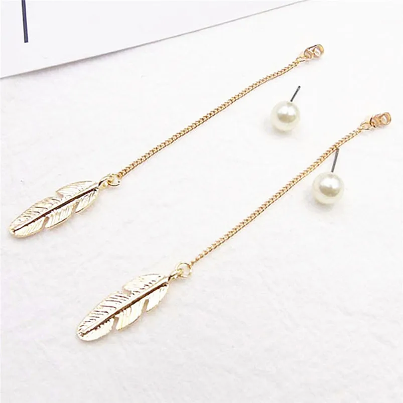 Fashion Alloy Earrings Ear Women Fashion Metal Leaf Earrings Ear Clip pearl tassel earrings earrings flannel storage bag F15 (5)