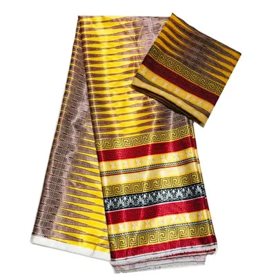 Новейшие восковые ткани наивысшего качества, винтажная шелковая восковая ткань, золото+ красный Африканский воск, печатает ткань 4+ 2 ярдов/партия для свадебного платья - Цвет: CS850628s4