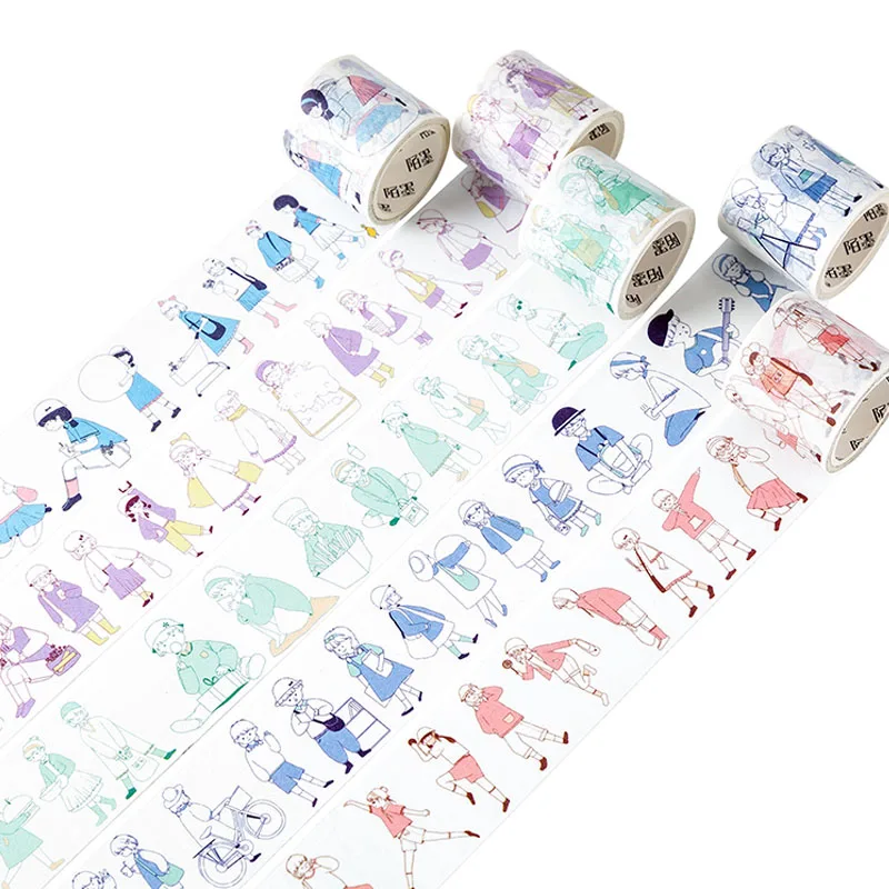 

40mm X 5M Creative Cute Character Little Me Series DIY Self Adhesive Paper Washi Masking Tape Sticker Craft Scrapbooking Sticker
