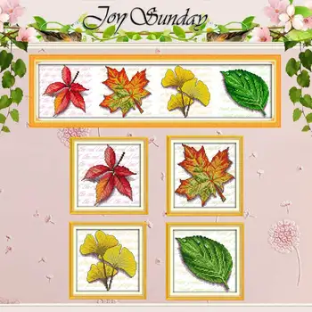 

Maple Ginkgo leaf counted Cross Stitch 11CT 14CT Cross Stitch Set Wholesale DIY Cross-stitch Kit Embroidery Needlework