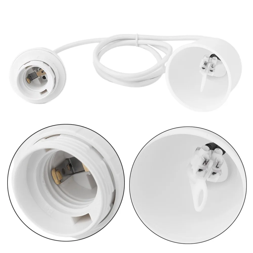 White E27 Lamp Holder with 1.2M Power Cord Lamp Bases Flame Retardant