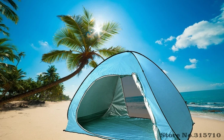 Sombra para Abrir Barraca de Praia Barraca de Acampamento Uv50 plus Proteção ao ar Portátil Pop up Automático Rápido Set up Praia Tendas Livre 200x130x130 cm 2 rápido configurar acampamento praia sombra tendas para