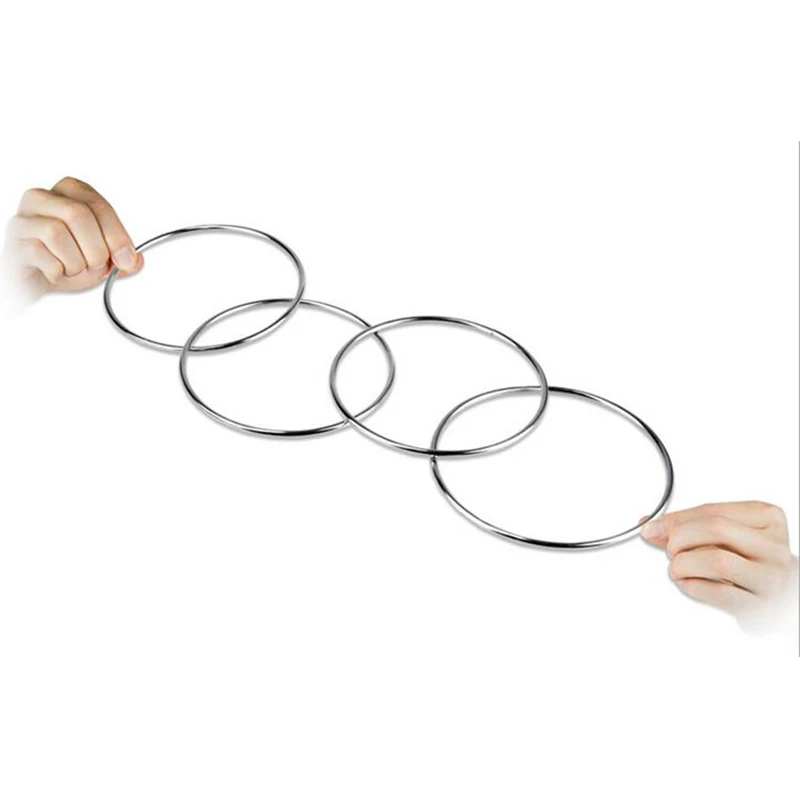 1sets Four Connected Linking Rings 4 Linking Rings Steel Pipe diameter 10cm street Magic Tricks Magic Props 81487