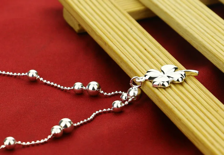 Женское ожерелье из серебра 925 пробы с кулоном в виде клевера длиной 46 см|sterling silver