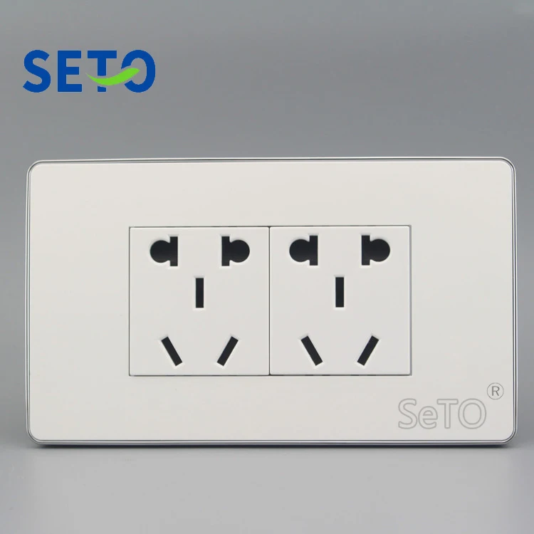 SeTo 120 Type Double Ports Five Hole Power Socket Panel Wall Plate