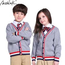 ActhInK/ школьный Кардиган для девочек; брендовый свитер высокого качества для мальчиков; осеннее шерстяное пальто в полоску с v-образным вырезом; детская вязаная куртка; C324