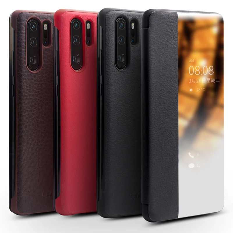 

For Huawei P30 Original QIALINO Brand Natural Calf Skin Genuine Leather Case Smart Sleep Cover For Huawei P30 Pro Intelligent