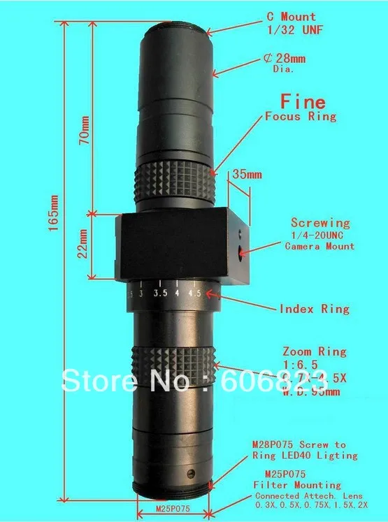 

New Monocular Machine vision lens Adjustable aperture zoom 0.7X-4.5X