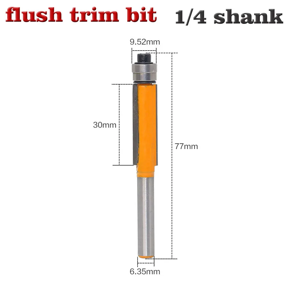 

1Pc 1/4 SHANK Flush Trim Router Bit End Bearing For Woodworking Cutting Tool