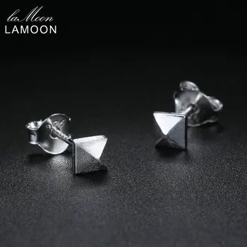 

LAMOON Real 925 Sterling Silver Stud Earrings Creative Design Stereo Rivets Shape S925 Fine Jewelry For Women Girl Gift EY082