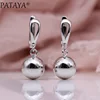 PATAYA-pendientes largos esféricos para mujer, aretes colgantes simples y clásicos de oro blanco nuevo, joyería exquisita para fiesta de boda ► Foto 1/6