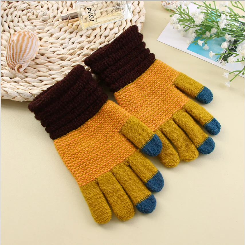 Уличные перчатки для вождения для женщин и мужчин Зимние перчатки для сенсорного экрана унисекс модные теплые эластичные вязаные варежки
