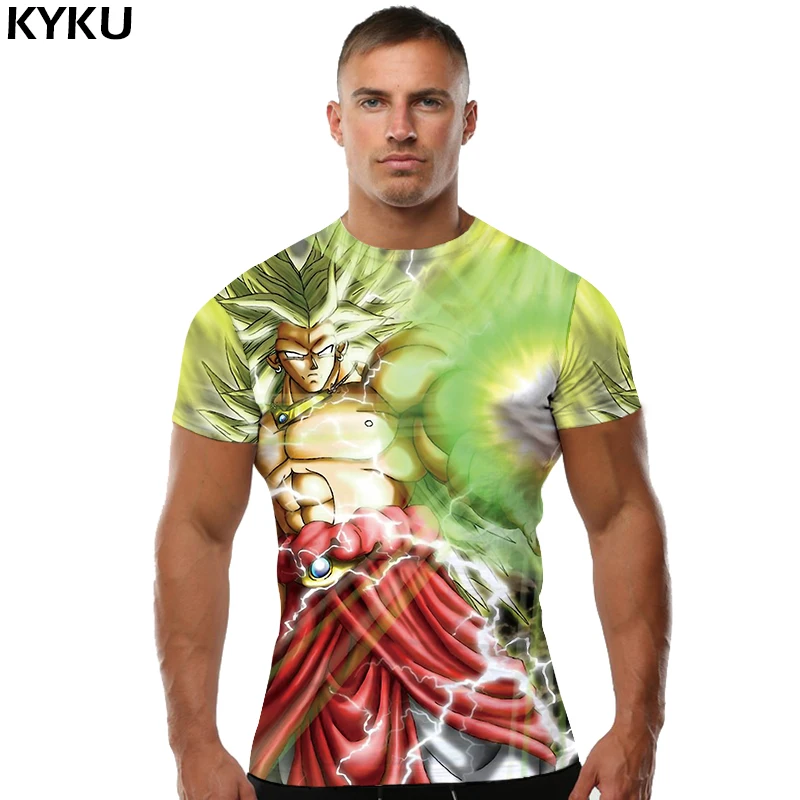 KYKU бренд Dragon Ball Z футболка Гоку Топы зеленые волосы светлая волна одежда молния